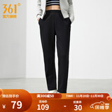 361°运动裤女秋冬季直筒加绒针织长裤束脚女子常规舒适裤子女 【直筒】超级黑 L