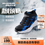 Skechers斯凯奇儿童秋冬休闲男女童二棉鞋轻质加绒保暖靴405222L/302583L 男童/黑色/宝蓝色/BKRY 37
