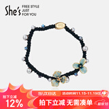 She's梵高鸢尾花滴油发绳渐变花朵头绳扎马尾皮筋生日礼物送女友