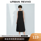 UR2025春季新款女装法式气质后拉链收腰无袖连衣裙UWM750031 黑色 S