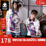闪电潮牌（GENANX）太空棉夏季T恤男嘻哈情侣装宽松字母印花动漫五分袖潮流短袖 白色 L