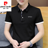 皮尔卡丹短袖T恤男棉夏季翻领polo体恤衫上衣服男士短袖男装t恤打底衫 160黑色 3XL （155-170斤）