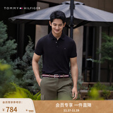 TOMMY HILFIGER25春夏新款男透气珠地网眼通勤修身短袖T恤/镶边翻领POLO衫 【修身款】深海藏青CJM M