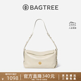 BAGTREE【明星同款】包包树奶盒包植鞣皮单肩斜挎腋下通勤Hobo枕头女士包 皎月白-中号【磁吸拉链款】 高级小众