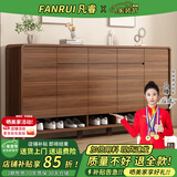 凡睿实木鞋柜家用门口换鞋凳一体靠墙可定制入户鞋柜大容量鞋架 【深胡桃】180*35*101