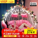 乐系（LEXI） 吊椅双人鸟巢秋千吊篮家用室内阳台吊兰户外吊床藤椅摇篮椅躺椅 双人白色细藤特大号 静音款