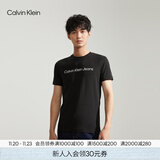Calvin KleinJeans夏季男女情侣中性休闲年轻多色ck印花修身打底短袖T恤上衣 BEH-太空黑 M （推荐130-145斤）