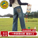 G.DUCKKIDS女童裤子春秋牛仔裤25新款中大儿童直筒裤初中生女孩宽松阔腿裤冬 复古蓝【春秋款】 170 建议160-170cm14-15岁