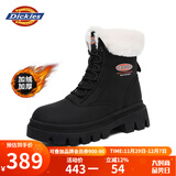 Dickies女士雪地靴女靴加绒马丁靴加厚保暖棉靴高帮休闲靴子 黑色 37 