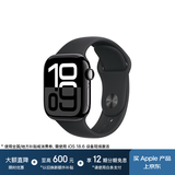 Apple/苹果 Watch Series 10 智能手表GPS款42毫米亮黑色铝金属表壳黑色运动型表带M/L MX1P3CH/B