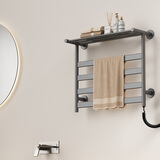 艾芬达（AVONFLOW）电热毛巾架智能定时一体免打孔浴室毛巾衣物收纳烘干除湿置物GD22 枪灰 | GD20 | 右出线