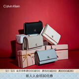 Calvin Klein通勤风小众单肩包礼物荔枝纹包包金属搭扣链条翻盖CK女包斜挎包 UB1-太空黑 OS