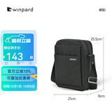 威豹winpard\威豹男士单肩包通勤简约日字包学生休闲斜挎包男邮差包 黑色