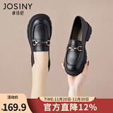 卓诗尼乐福鞋女2025年春秋新款复古学院女鞋子厚底单鞋英伦风小皮鞋女 黑色 37