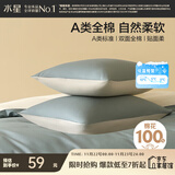 水星家纺枕套全棉枕头套100%纯棉A类枕头罩一对装双人家用48x74cm青