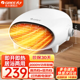 格力（GREE） 暖风机家用浴室防水壁挂取暖器电暖气台式暖宝宝妇婴热风冷暖两用NBFB-20-WG 时尚白