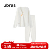 ubras【虞书欣同款】兔绒绒开襟家居服套装厚款女加绒睡衣冬季女 【长袖长裤套装】纯白色 S