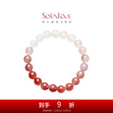 周大福SOINLOVE「宝藏女孩」粉融香雪粉色白色玉髓手串手链 VV263
