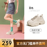 骆驼（CAMEL）老爹鞋女网面厚底老爹鞋舒适增高运动休闲运动鞋子 L24S283078杏色【四季款】 36