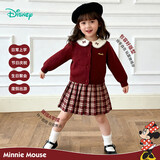 迪士尼（Disney）童装秋冬季女童针织衫连衣裙学院风两件套圣诞跨年套装 红色 110