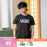 VANS范斯官方 男女情侣短袖T恤夏季经典LOGO 黑色 M