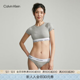 Calvin Klein内衣【摩登引力带】女士ck无钢圈轻运动可外穿短款短袖T恤式文胸 P7A-椰青灰 S 推荐70A-75A