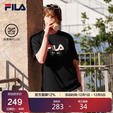 FILA 斐乐官方男女同款针织T恤2025年夏季纯棉宽松休闲情侣短袖t恤