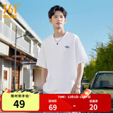 361°运动短袖男女同款夏季透气宽松棉印花t恤休闲圆领上衣 【推荐】本白9115D XL