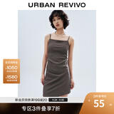 UR夏季新款女装潮流不规则下摆收褶吊带连衣裙UWV740053 中灰 S
