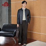 兽王海宁皮草男皮衣长袖翻领头层牛皮真皮皮衣男新复古潮皮夹克外套 2220135801黑色 XL 52(180)