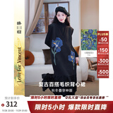 两三事梵高针织背心裙2024秋冬新款黑色毛衣内搭连衣裙 鸢尾遐想 黑色 M