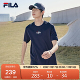 FILA斐乐官方短袖T恤男2025年夏季时尚纯棉圆领透气男士运动t恤针织衫