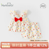 欢喜小熊宝宝夏季套装女童T恤短裤两件套婴儿夏天纯棉无袖娃娃衫女孩童装