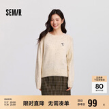 森马（Semir）史努比系列毛衣女冬彩点含羊毛插肩袖绣花圆领套头衫101724107025