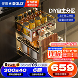 悍高（HIGOLD）拉篮304不锈钢厨房橱柜双层调味篮带阻尼导轨 450柜2层-PDL系列调味篮