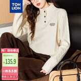 唐狮（TonLion）2025秋季女精致绞花半开襟半高领套头毛衣简约百搭韩版时尚