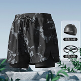 佑游游泳裤男速干防尴尬速干高清防雾泳镜游泳裤三件套24020黑色2XL