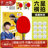 双鱼（DOUBLE FISH） 乒乓球拍初学者成品拍双面反胶皮套装快攻型学生业余训练乒乓拍 横拍 6A+横拍（单拍）含12球