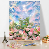 铂呐苓数字油画手工diy卧室装饰画填充手绘画生日礼物填色油彩画挂画 数字油画【天空山茶花】 40*50cm