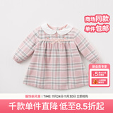 戴维贝拉（DAVE＆BELLA）秋冬装女童娃娃领格子连衣裙 春秋宝宝长袖裙子 粉色格子DBM7742 110cm(5Y（建议身高100-110cm）)