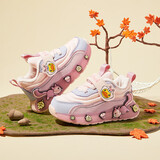 B.Duck小黄鸭儿童运动鞋冬季男女童潮鞋短绒保暖二棉跑鞋3044A粉紫27