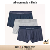 Abercrombie & Fitch男装3条组合装经典LOGO舒适柔软弹力轻薄四角内裤114-3083 蓝色/灰色 3条 2XL