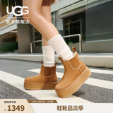 UGG秋季女士休闲舒适纯色厚底雪地靴烟囱时尚切尔西短靴 1134526 CHE | 栗色 39 39码及以上建议正码正拍