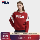 FILA 斐乐官方女子套头卫衣2025春季时尚休闲拼色针织长袖上衣