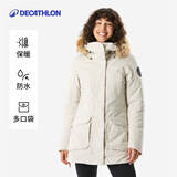 迪卡侬（DECATHLON）男女防风防水外套加厚保暖棉衣棉服棉袄男中长款派克大衣NH900 女款-浅白垩灰-SH900 XL