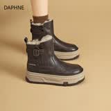 DAPHNE达芙妮厚底加绒雪地靴女2026新款冬季加厚保暖休闲百搭时尚短靴