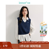 茵曼（INMAN）针织马甲女老钱风V领薄冬季学院风内搭毛衣 宝蓝色 S