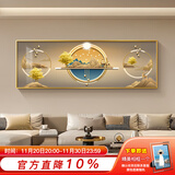 好久不见新中式客厅装饰画沙发背景墙横幅壁画现代简约酒店主卧室 新工艺 吉星高照 70cmx200cm(适合2.5-3.5米沙发) 丝缎金 铝合金外框+有机玻璃