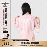 BOY LONDON【繁花】潮牌情侣款短袖樱花翅膀花卉印花T恤N01712 粉色 L
