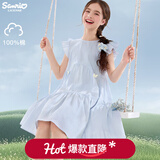 Hello Kitty玉桂狗女童连衣裙夏季纯棉儿童裙子2025新款中大童洋气公主裙薄款 冰岛蓝 150 cm